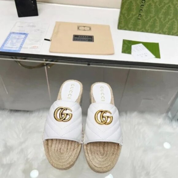 GUCCI GG MARMONT GREAT WHITE ESPADRILLE SANDAL WOMEN 39 (9 US) – RETAIL $590.00+ - Picture 5 of 7